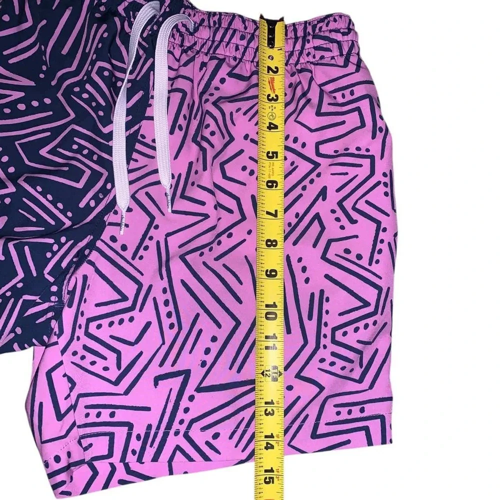 Chubbies Swim Trunks S Pink Navy Blue Lined 5.5